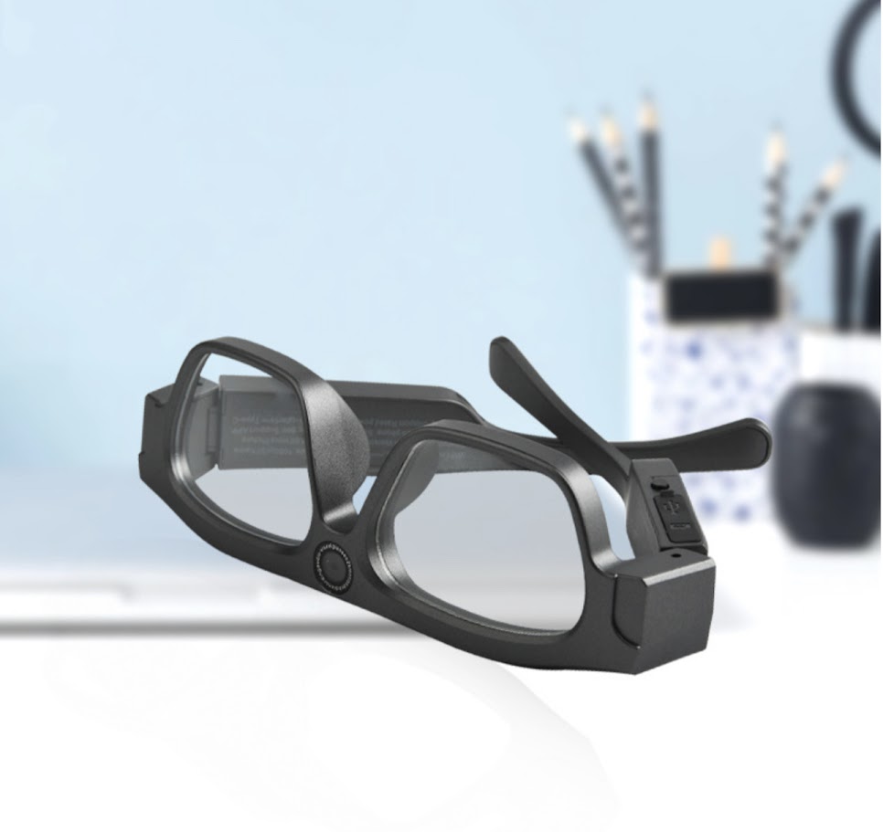 Person wearing smart vision headset